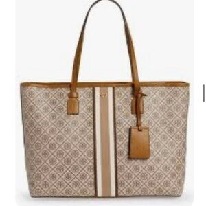 Tory Burch T Monogram Coated Canvas Large Tote